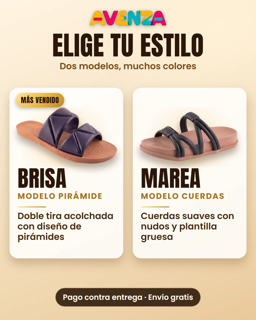 Modelos AVENZA: Brisa (Pirámide) y Marea (Cuerdas)